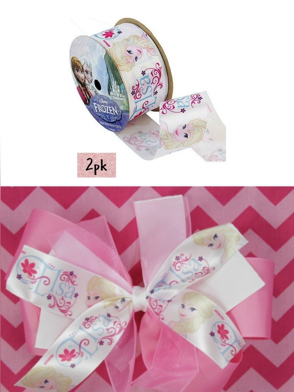 2pk Offray Frozen Ribbon Elsa Spool Gift Wrapping
